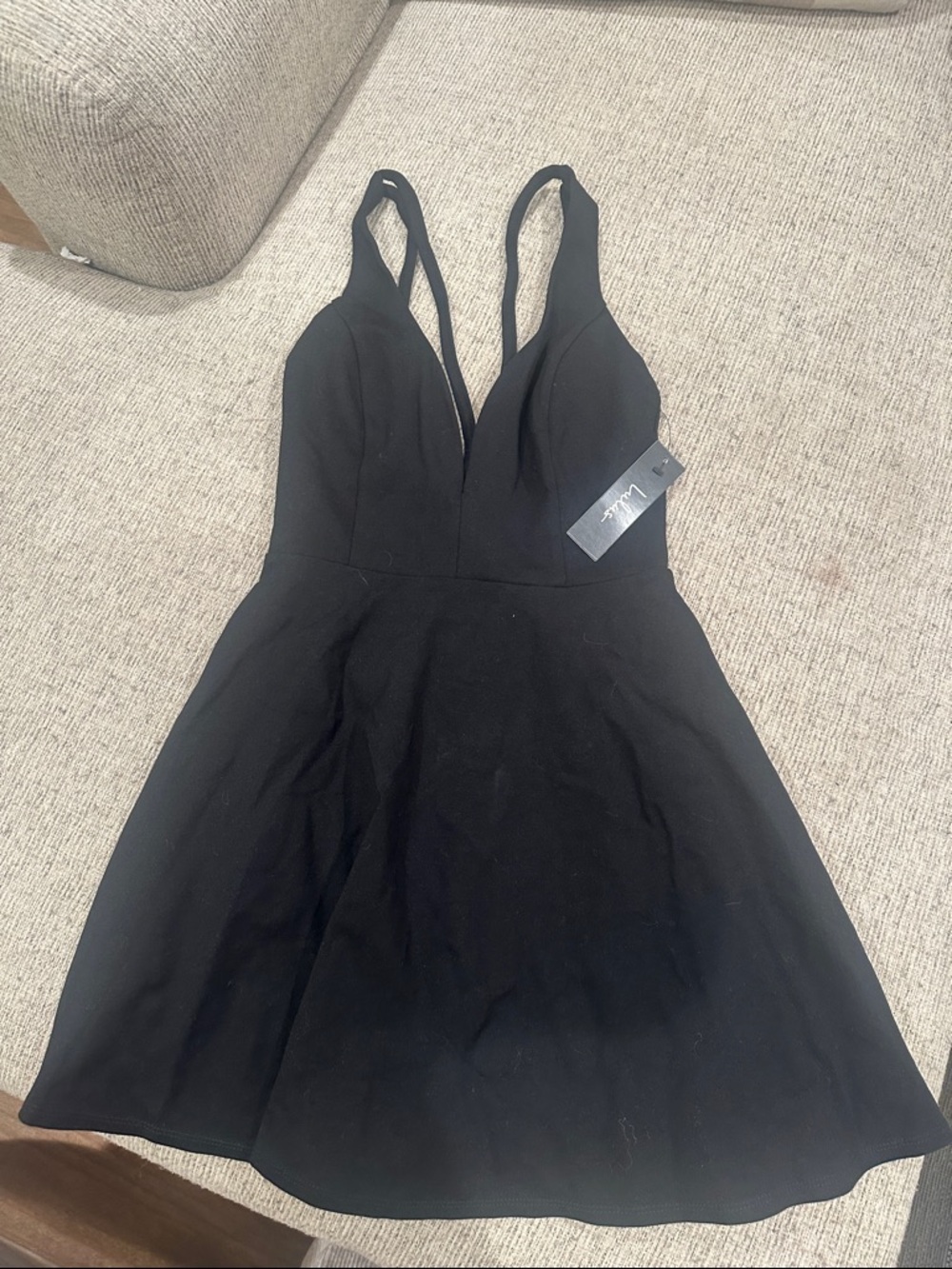 Lulu's Black Deep V A-Line Mini Dress